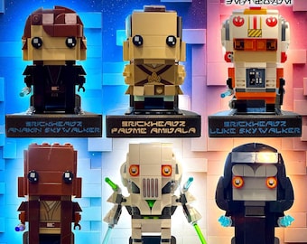 Soporte de pared flotante circular personalizado LEGO BrickHeadz / Placa con nombre personalizada para fans y coleccionistas de LEGO