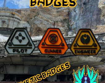 Jedi Forge : badges Inspired Smuggler's Run (Hondo Ohnaka, Chewbacca, R5-P8, Millennium Falcon, Coaxium, Ohnaka Transport Solutions)