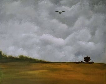 12 x 12 acrylic landscape stormy sky