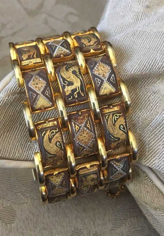 Rare Vintage Link Bracelet - Heavy 14K Gold Overl… - image 1