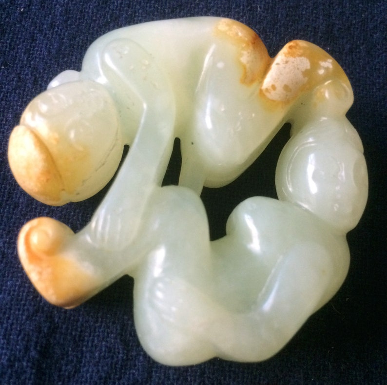 Amazing Pale-Green-Almost-White Old Nephrite Jade Chinese Carving