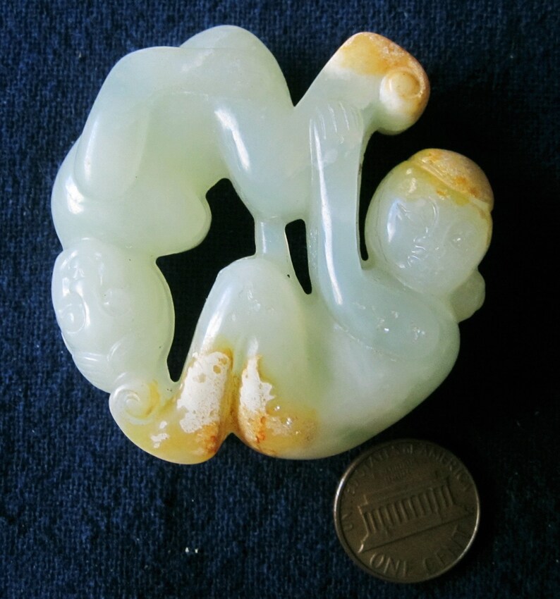 Amazing Pale-Green-Almost-White Old Nephrite Jade Chinese Carving