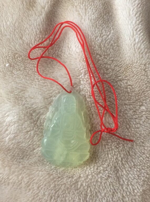 Icy Translucent Faint Green Buddha Jadeite Jade Pe