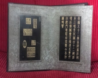 ca. 1800 Buddha Buddhism Spinach Jade Gilt Tablets Prayer Book Qing Dynasty