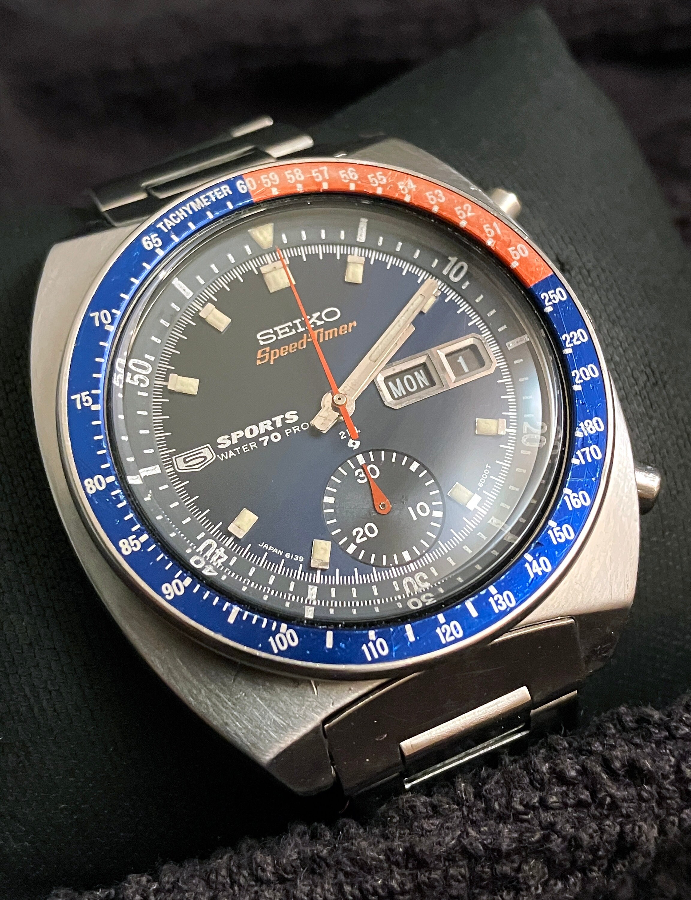 Rare Seiko 6139-6000 5 SPORTS Speed Timer Proof/proof/notch Rare Seiko 6139-6000 5 SPORTS Speed Timer Proof/proof/notch