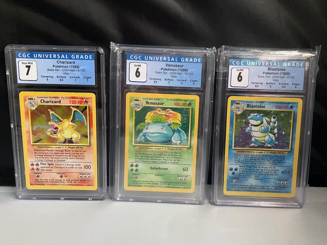 Charizard Blastoise Venusaur CGC 7/6/6 WOTC 1999 Pokemon Base Set