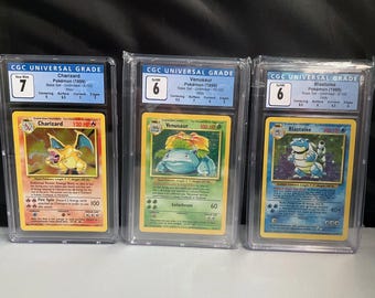 Charizard Blastoise Venusaur CGC 7/6/6 WOTC 1999 Pokemon Base Set