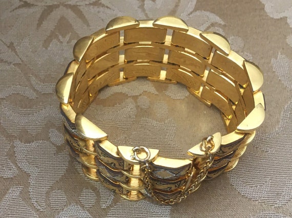 Rare Vintage Link Bracelet - Heavy 14K Gold Overl… - image 8