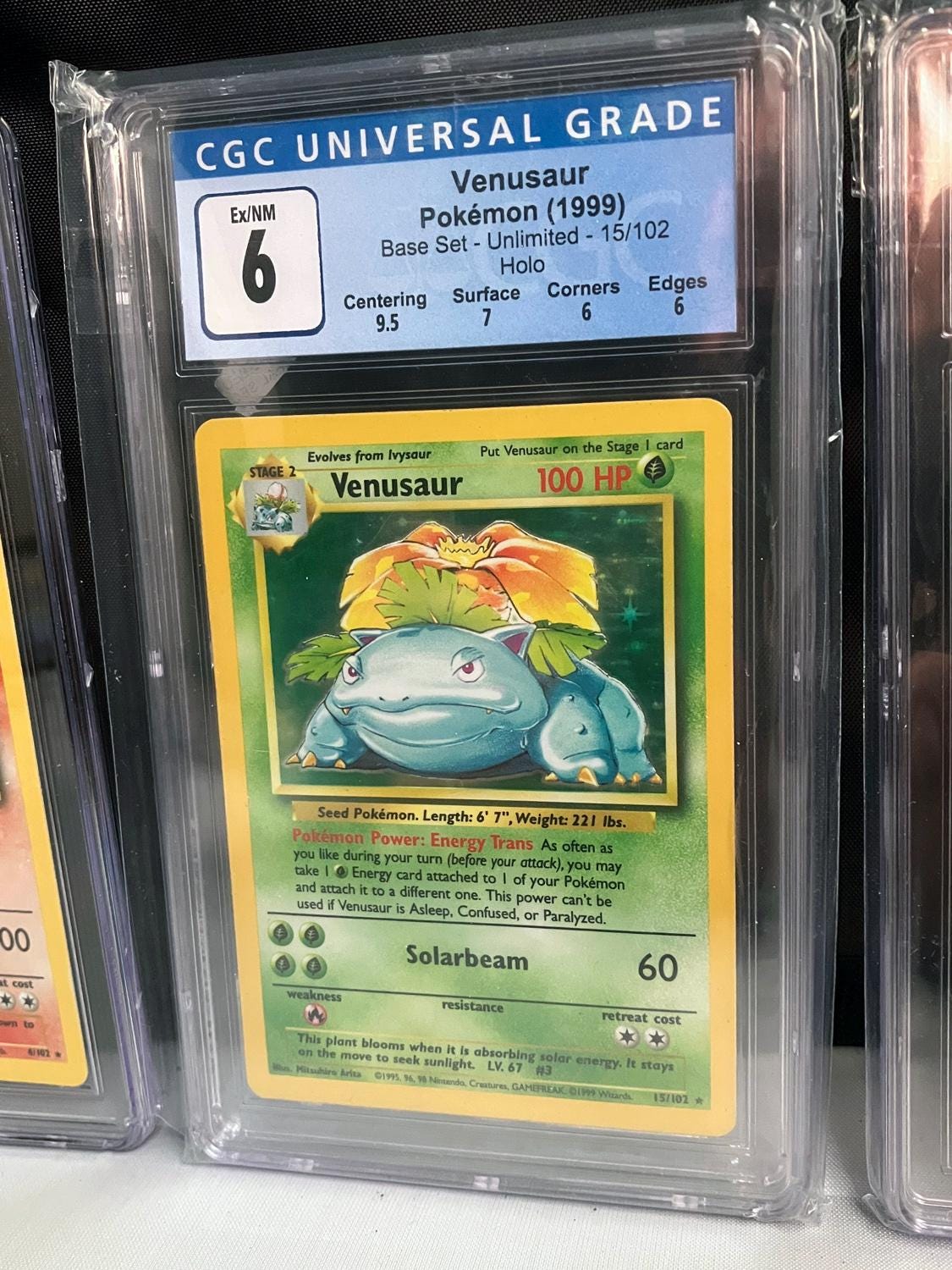 1999 venusaur pokemon card Topps Series 1 First Print #3 CGC 9.5 – TBC Games clear acrylic holder that perfectly accentuates the stunning visual design and character artwork Base Set Bulbasaur Pokemon Base