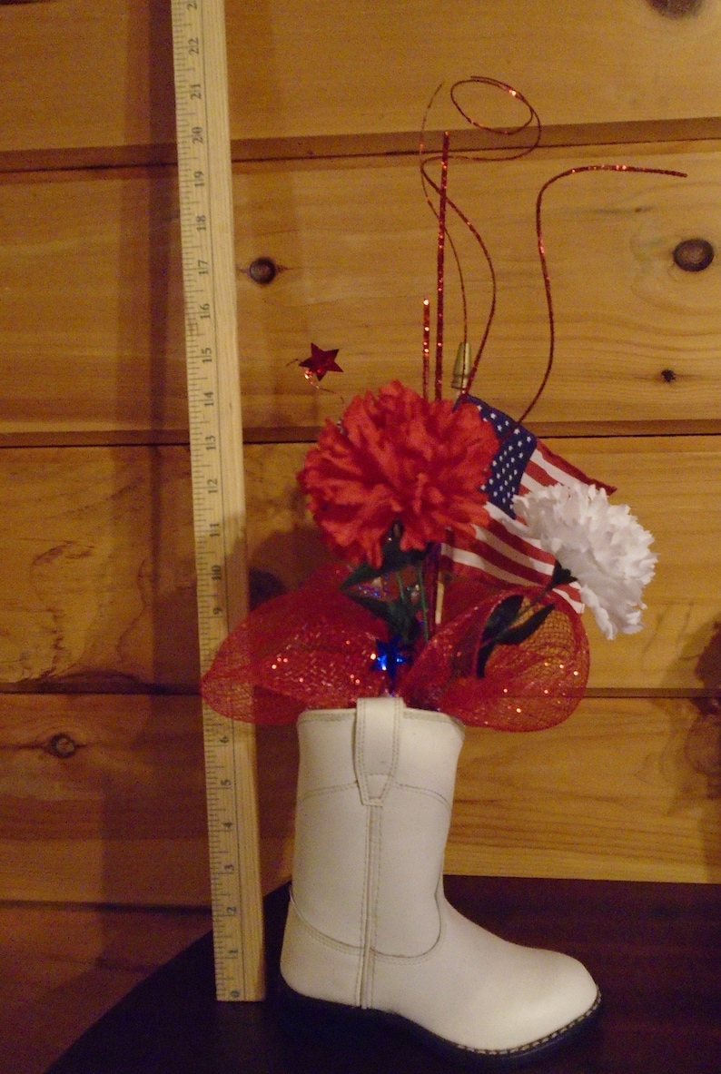Cowboy Boot Patriotic 4th of July Flag centerpiecedecoration