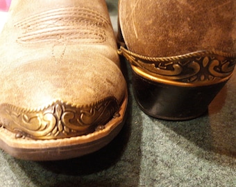 Cowboy Western Boot Tips Toe and Heel Plates Pointy J toe Antique Gold or Dark Copper