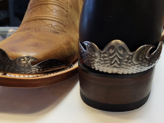 Dragon Antique Pewter Cowboy Western Biker Toe and Heel Plates for Square Toed Boots
