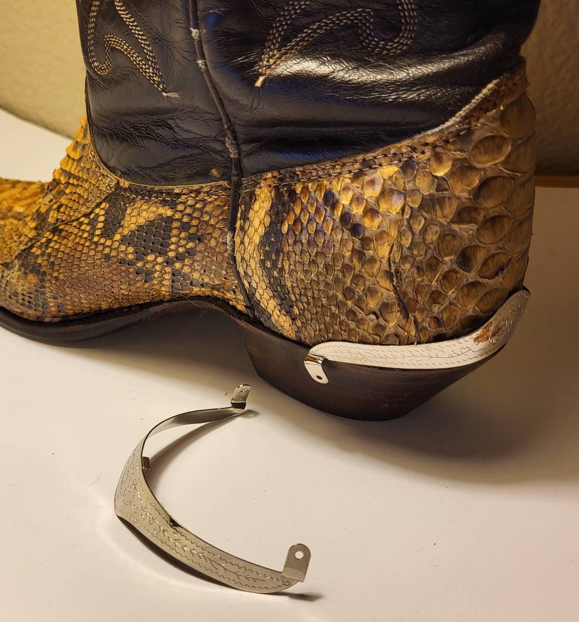 Vintage Western Cowboy Boot Heel Plates Guards Silver Side Etsy