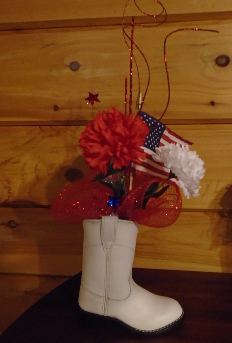 Cowboy Boot Patriotic 4th of July Flag centerpiecedecoration