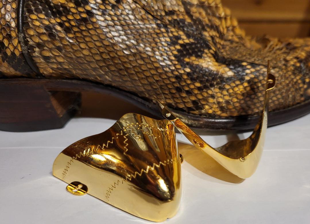 Boot Tips Shiny Gold Cowboy Western Biker Boot Tips Toe Caps Plates Guards Pointy ...