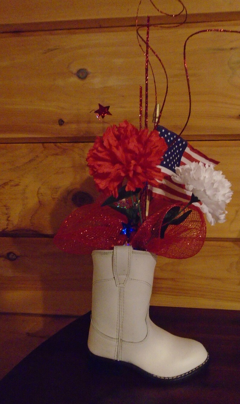 Cowboy Boot Patriotic 4th of July Flag centerpiecedecoration