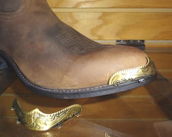 Punte per stivali da cowboy, piastre con punta arrotondata, scegli la finitura in metallo