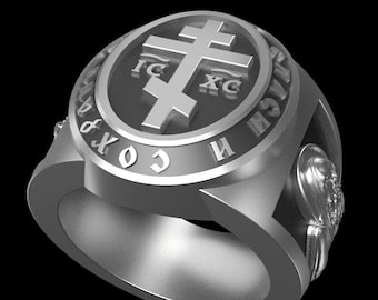 Eastern Orthodox Byzantine Cross IC XC Ring Silver 925 Sizes 6-14