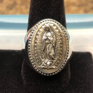 Large Virgin Mary Our Lady of Guadalupe Ring Sterling Silver 925 Sizes ...