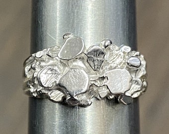 Slim Nugget Sterling Silver .925 Men's Ring Size 9.5