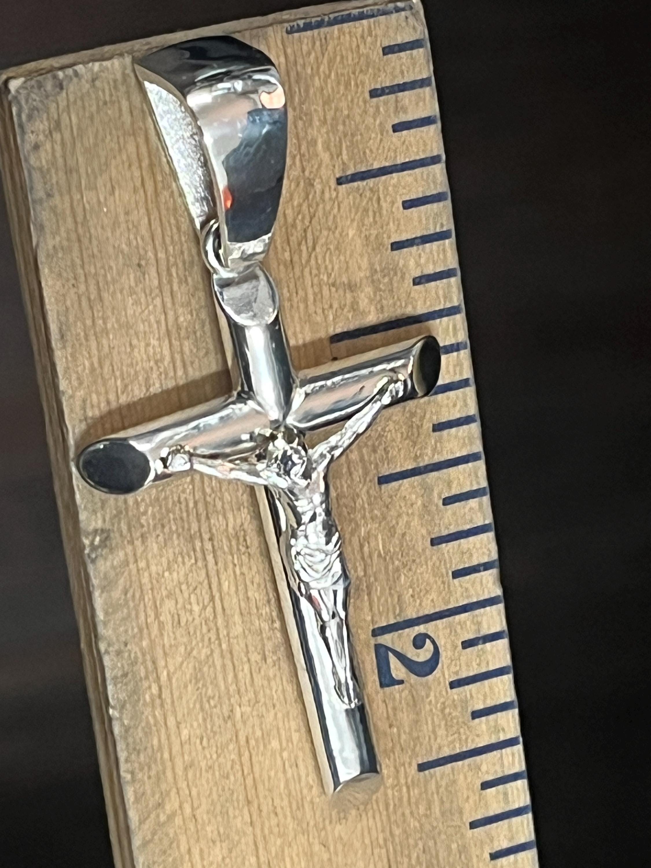 Solid Crucifix Jesus Christ Charm Pendant 2" Solid Sterling Silver 925 ...