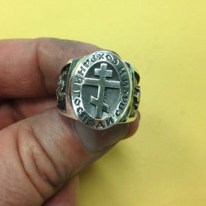 Eastern Orthodox Church Byzantine Cross Saint George Silver 925 Ring Sizes 6-14