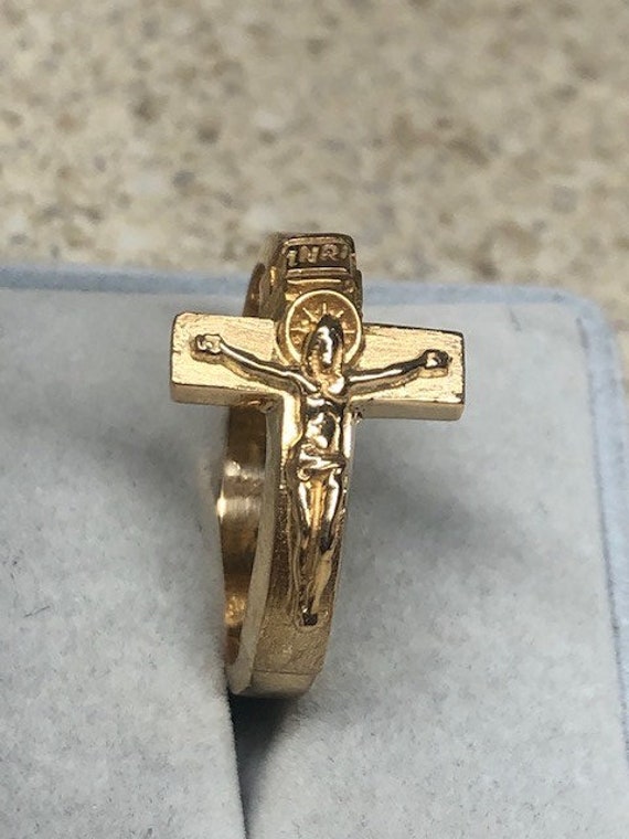 SILVERTONE ROUND CZ DOUBLE ROW CRUCIFIX CROSS MENS RING SIZE 8 9 10 11 12 13
