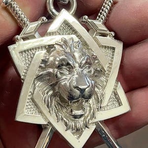 3.5&quot; large Star of David Lion of Judah Swards Charm Pendant 925 Sterling Silver 152grams