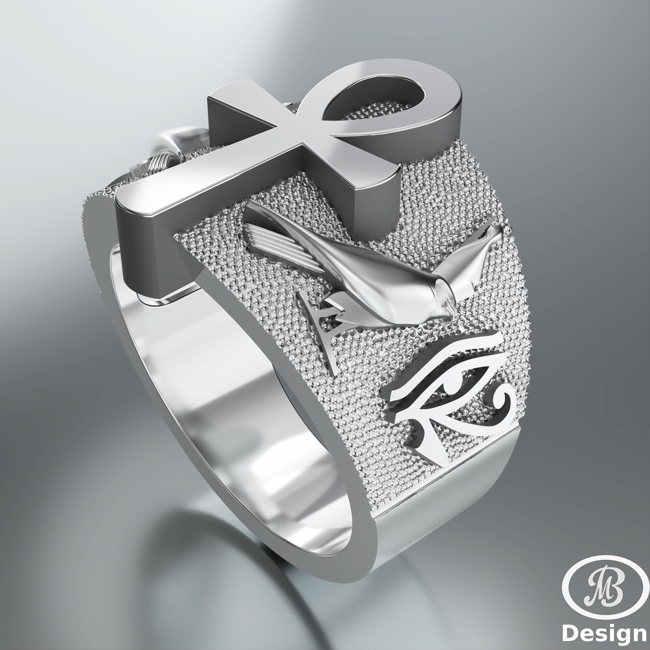 Egyptian Ankh Horus Symbol Sterling Silver 925 Available Size 6 up to 14