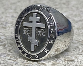 r*r様 希少Evisen IC CHIP RING SILVER Eastern Orthodox Byzantine Cross IC XC Ring Silver 925 Sizes 6-14