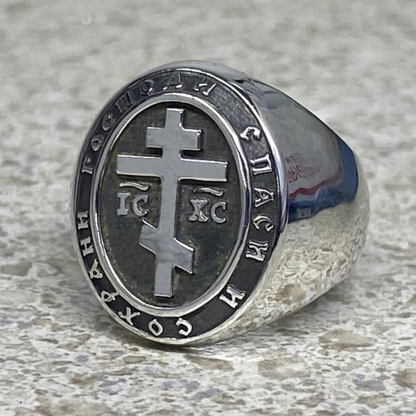 Eastern Orthodox Byzantine Cross IC XC Ring Silver 925 sizes 6-14
