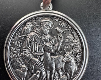 St. Francis Pendant Patron of Pets and Animals Silver 925