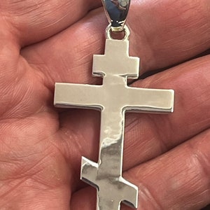 Thick Orthodox Cross 2.5&quot; Pendant Charm Solid Sterling Silver .925 Heavy 20 grams