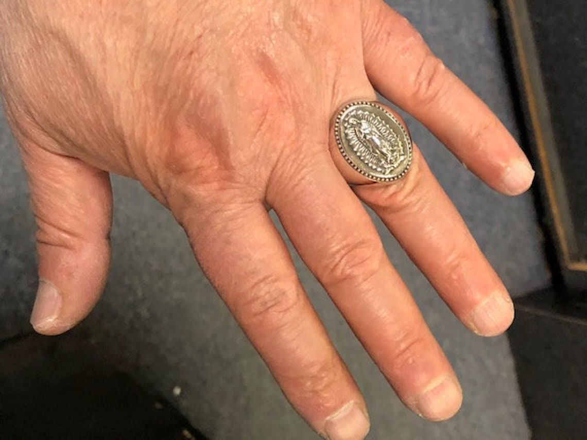 Large Virgin Mary Our Lady of Guadalupe Ring Sterling Silver 925 Sizes ...