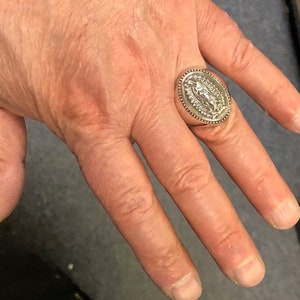Large Virgin Mary Our Lady of Guadalupe Ring Sterling Silver 925 Sizes ...