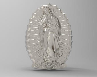 Virgin Mary Our lady of Guadalupe Extra large Solid Heavy Ring 40 grams Sterling Silver 925