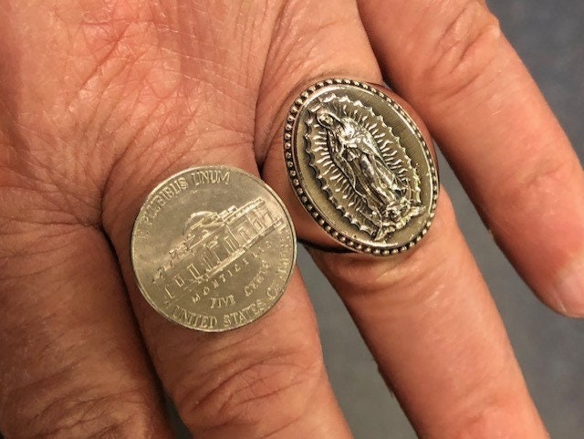 Large Virgin Mary Our Lady of Guadalupe Ring Sterling Silver 925 Sizes ...