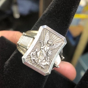 Saint Michael Cathedral Design Ring Sterling Silver 925 Size 7-16