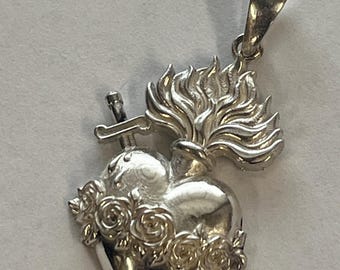 Immaculate Heart of Mary Feminine Ladies Pendant Sterling Silver 925