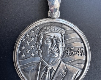 President of USA 45-47 Donald J Trump Pendant Sterling Silver 925