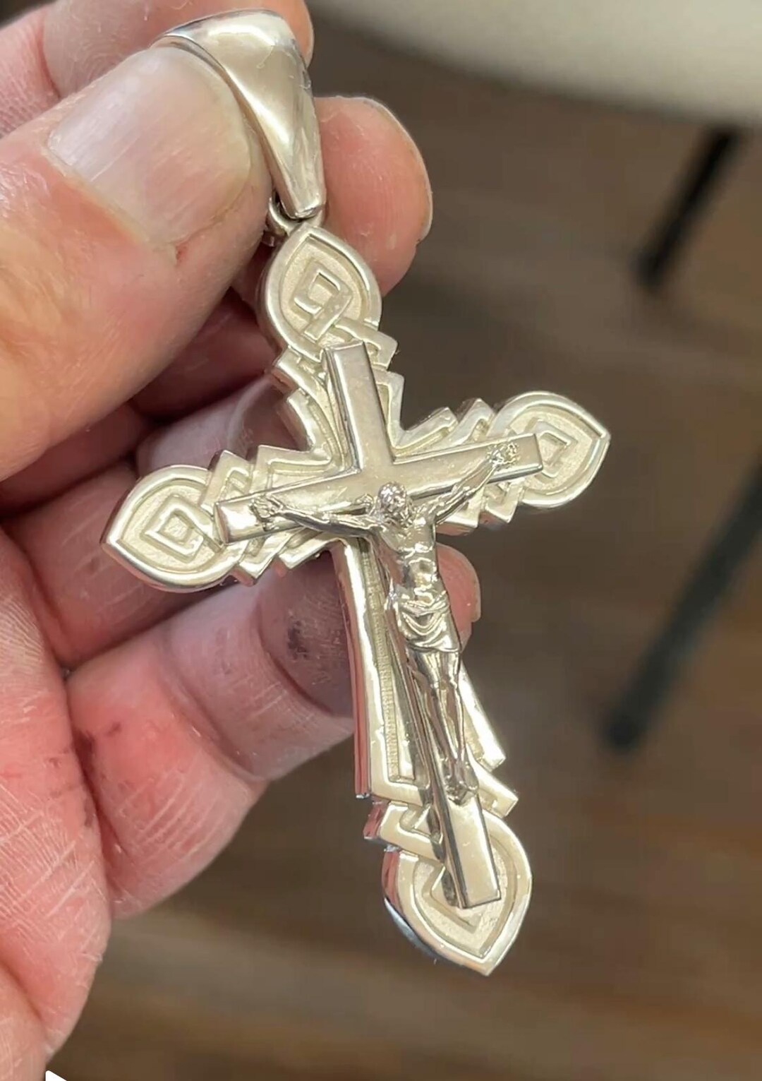 Celtic Cross Crucifix Jesus Christ 3.5" Charm Pendant Solid Sterling ...