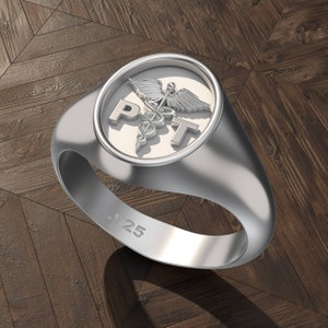 Medical Ladies Custom Made MD-PT-RN Caduceus Symbol Solid Sterling Silver Ring