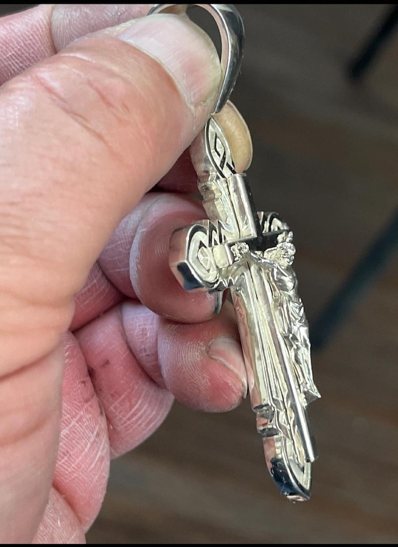 Celtic Cross Crucifix Jesus Christ 3.5" Charm Pendant Solid Sterling ...