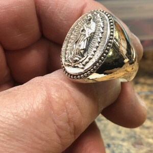 Large Virgin Mary Our Lady of Guadalupe Ring Sterling Silver 925 Sizes ...