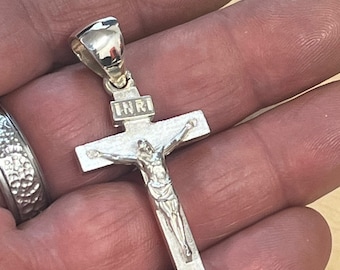 2&quot; Crucifix Jesus Christ Charm Pendant Solid sterling Silver 925 Thick Heavy 13grams