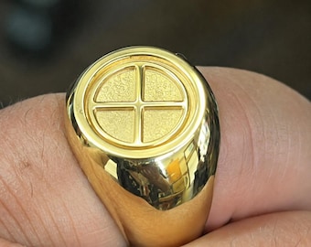 Solar Solid Round Ring 10K Gold Made to order