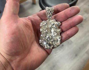 3&quot; Large 4.4 Oz Nugget heavy thick pendant 16mm bail