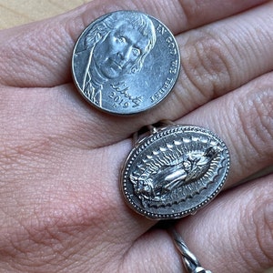 Sterling Silver 925 Large Virgin Mary Our Lady of Guadalupe Ladies Ring ...