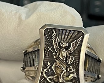 Solid Saint Michael Cathedral Design Ring Sterling Silver 925 Size 7-16