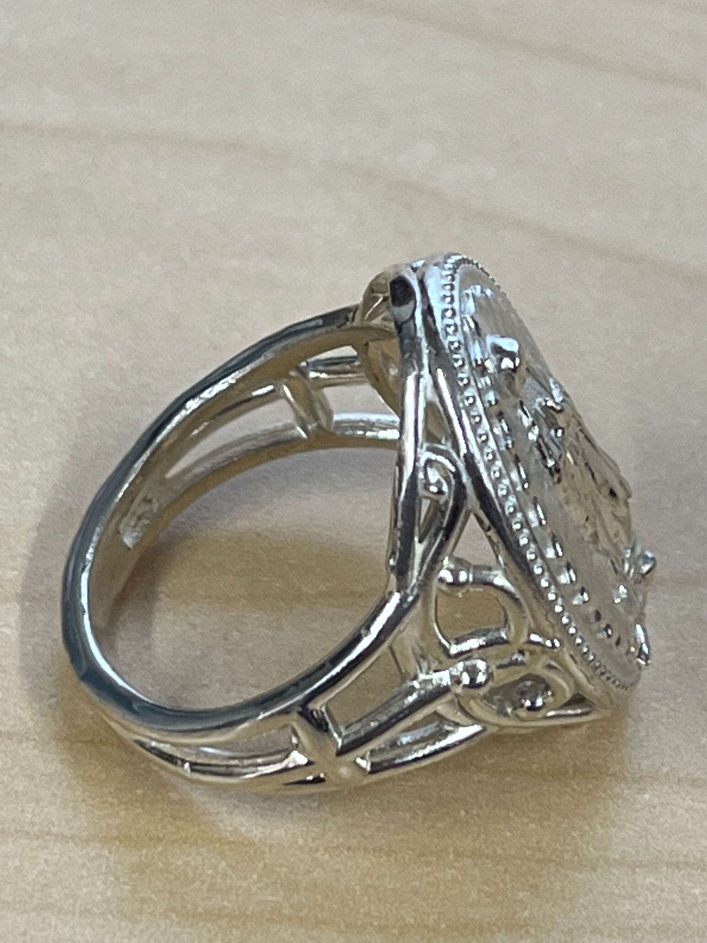 Sterling Silver 925 Large Virgin Mary Our Lady of Guadalupe Ladies Ring ...